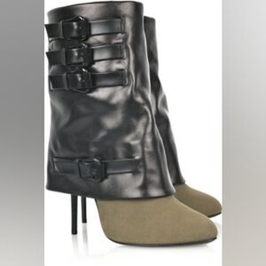 Giuseppe Zanotti Black and Olive Buckled Boots, Size 41